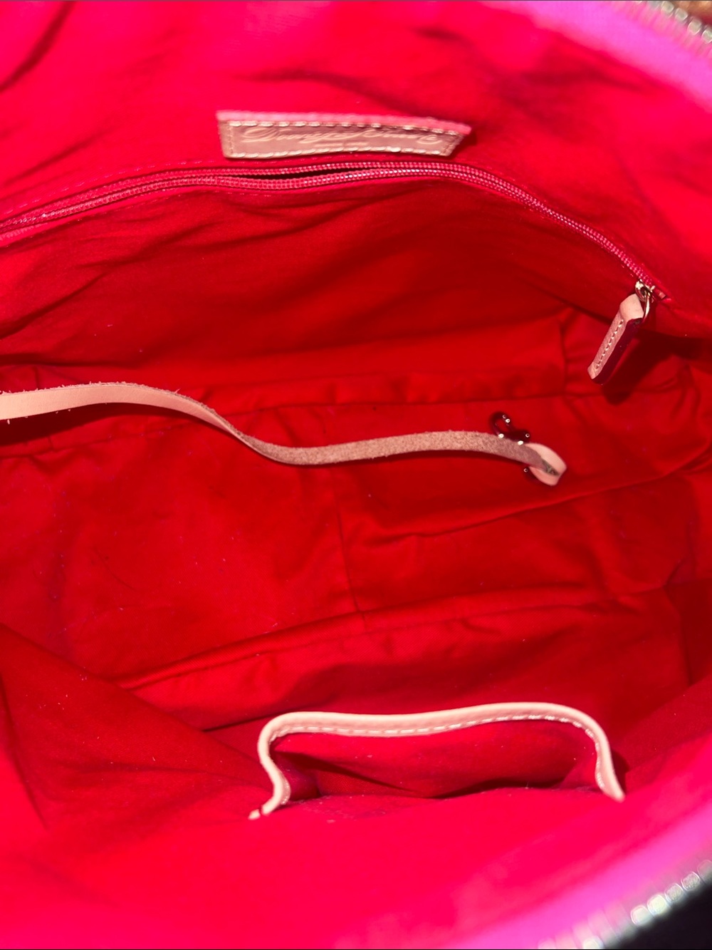 Dooney & Bourke Pink Patent Leather Tote with Tan Handles - Picture 4 of 6
